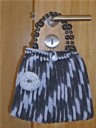 1A - Mala em fio-de-algodão matizado preto/cinza com alças de mão pretas