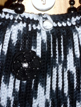 1C - Mala em fio-de-algodão matizado preto/cinza com alças de mão pretas